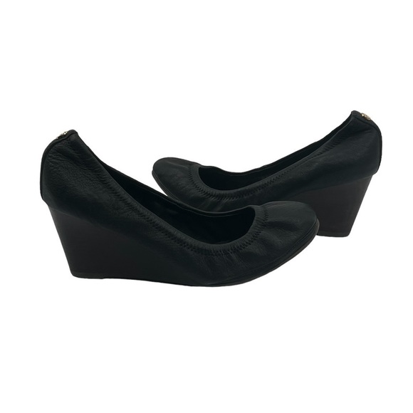 Tory Burch Black Round Toe Closed Toe Wedge Ballet Heels Size 6.5 Women’s - Picture 1 of 9